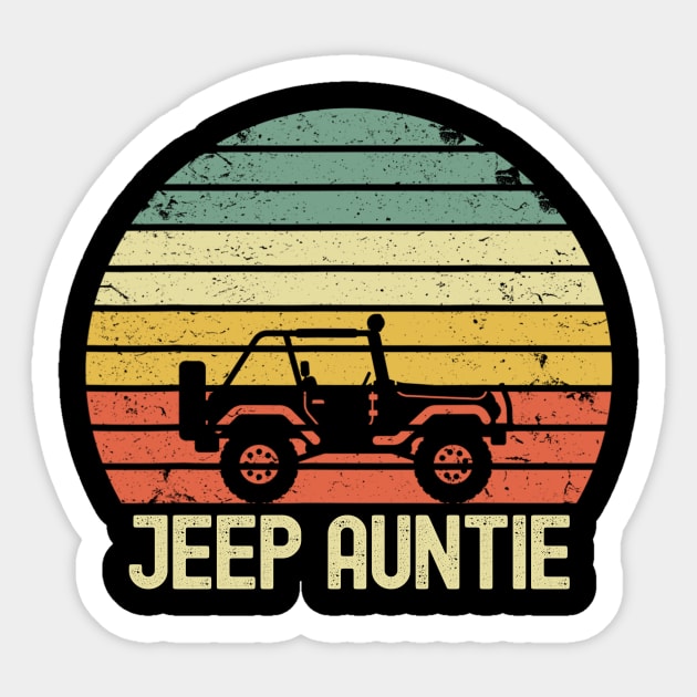 Jeep Auntie Vintage Jeep Retro Jeep Sunset Jeep Jeep Mom Jeep Women Sticker by Liza Canida